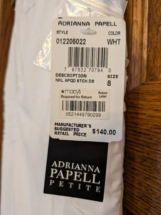 White Adrianna Papell Dress. Size 8. - Picture 3 of 5